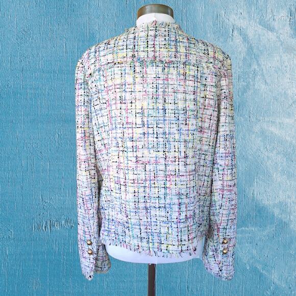 New Worthington Multicolor Tweed Open Front Blazer Jacket Size XL Tall - Picture 3 of 10